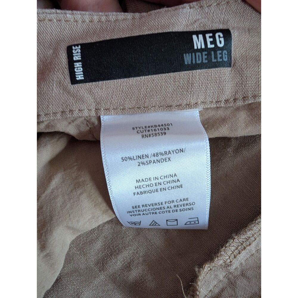 Kut From The Kloth Meg Linen Wide Leg Trouser Khaki Tan, Size 16 (C1) - Picture 5 of 6